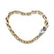 14k Two Tone Gold 7 1/2 inch Oval Link Bracelet with Sapphire